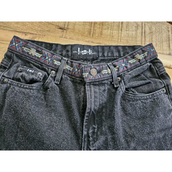 LEI Vintage Aztec Black Flare Boot Cut Denim Jeans Women's Size 9 Y2K - Picture 12 of 13